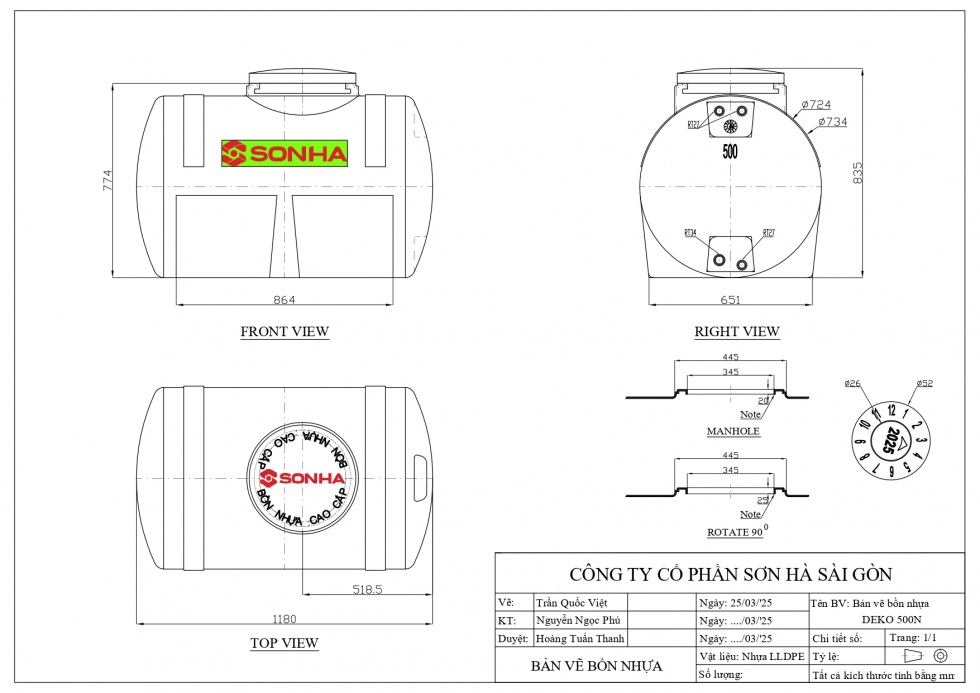 ban ve bon nuoc nhua 500 lit ngang